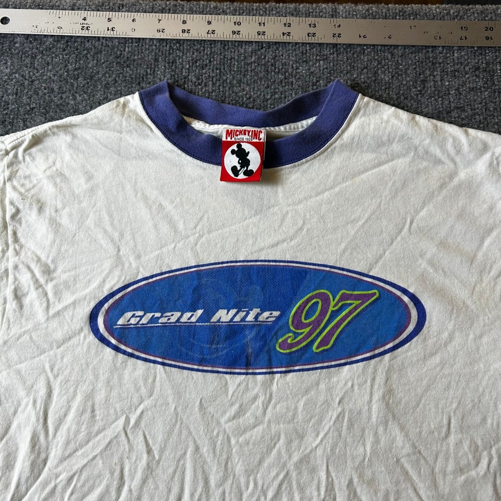 Mickey Inc T-Shirt Mens Size L White Grad Nite 97 Vintage Ringer Cotton